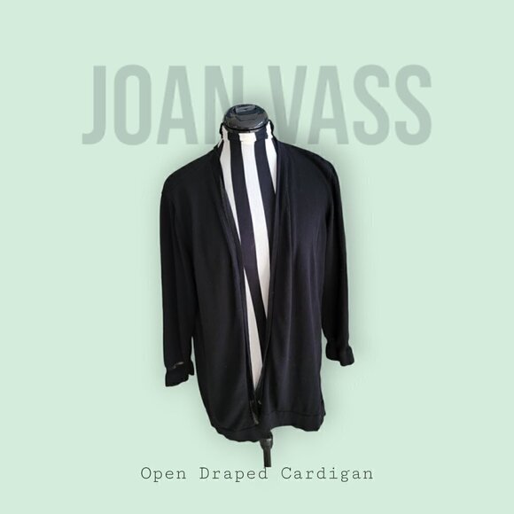 Joan Vass Open Front Mesh Detail Draped Cardigan - Size L - Picture 1 of 10